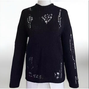 3.1 Phillip Lim Black Crochet Knit Mock Neck Sweater XS